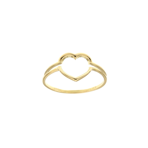 Anello cuore doppia fascia in oro 18 kt