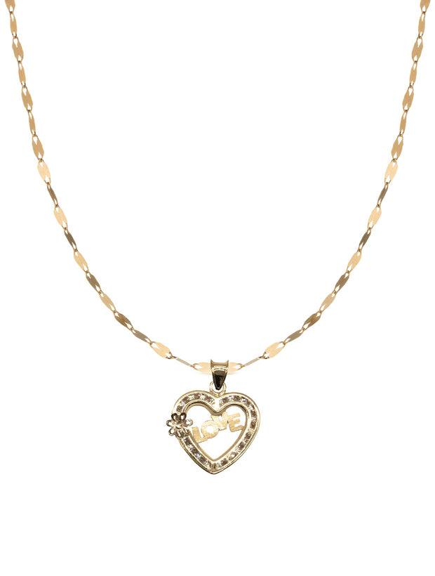 Collana Specchiata pendente cuore in Oro Giallo + BOX LUCE