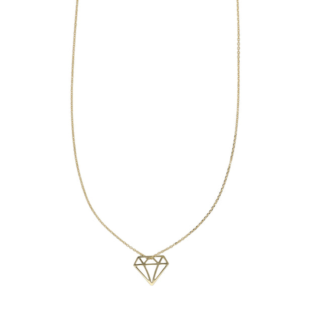 Collana oro giallo con pendente a forma di diamante