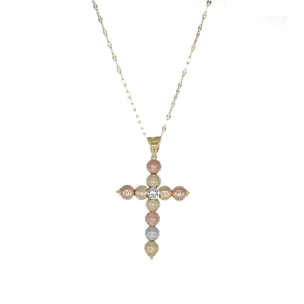 Collana specchiata con croce milleluci in oro18kt