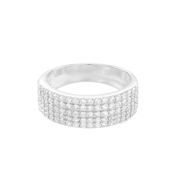 Anello "FASCIONE FULL PAVE' BIG" Silver