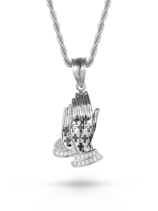 Collana "PRAYING HANDS WITH CROSS" Silver