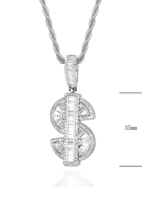 Collana "$ WITH BAGUETTE" Silver