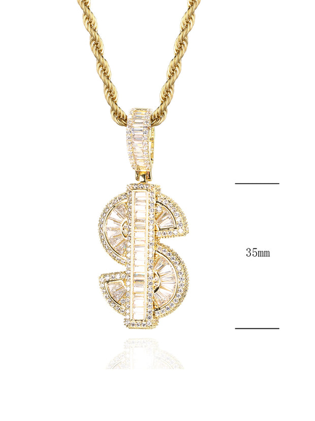 Collana "$ WITH BAGUETTE" Gold