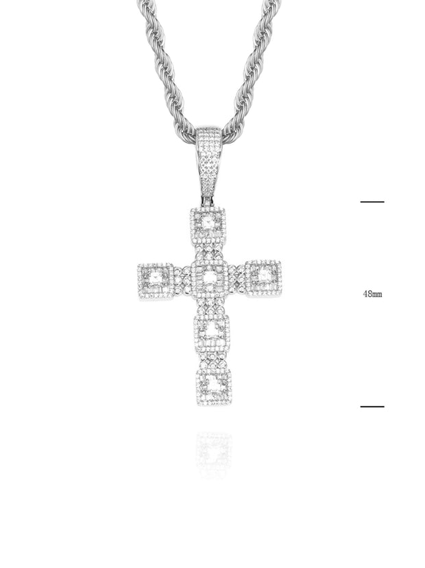 Collana "ICE CROSS WITH BAGUETTE" Silver