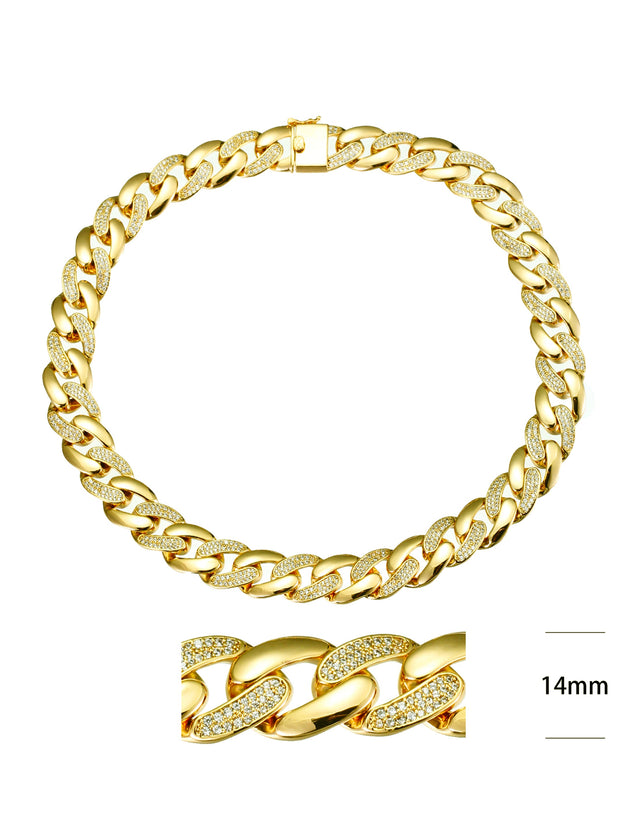 Collana "CUBAN LINK WITH STONES" Gold