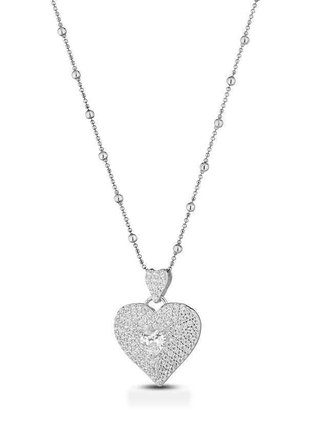 Collana in argento 925 con pendente cuore solitario silver